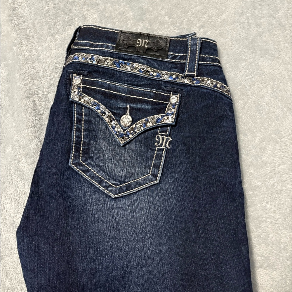 Miss Me Jeans, embellished with multi colored sequins. Like new;